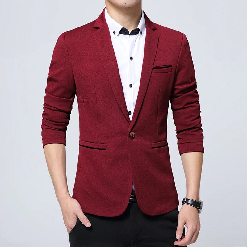 SHOWLU FASHION STORE 814 Wine red / XXL  Asian Size Men's Smart Casual Suit Blazers Slim Fit Sport Coat Fashion Formal Dress Groom Marriage Suit Coat Spring Autumn Outwear