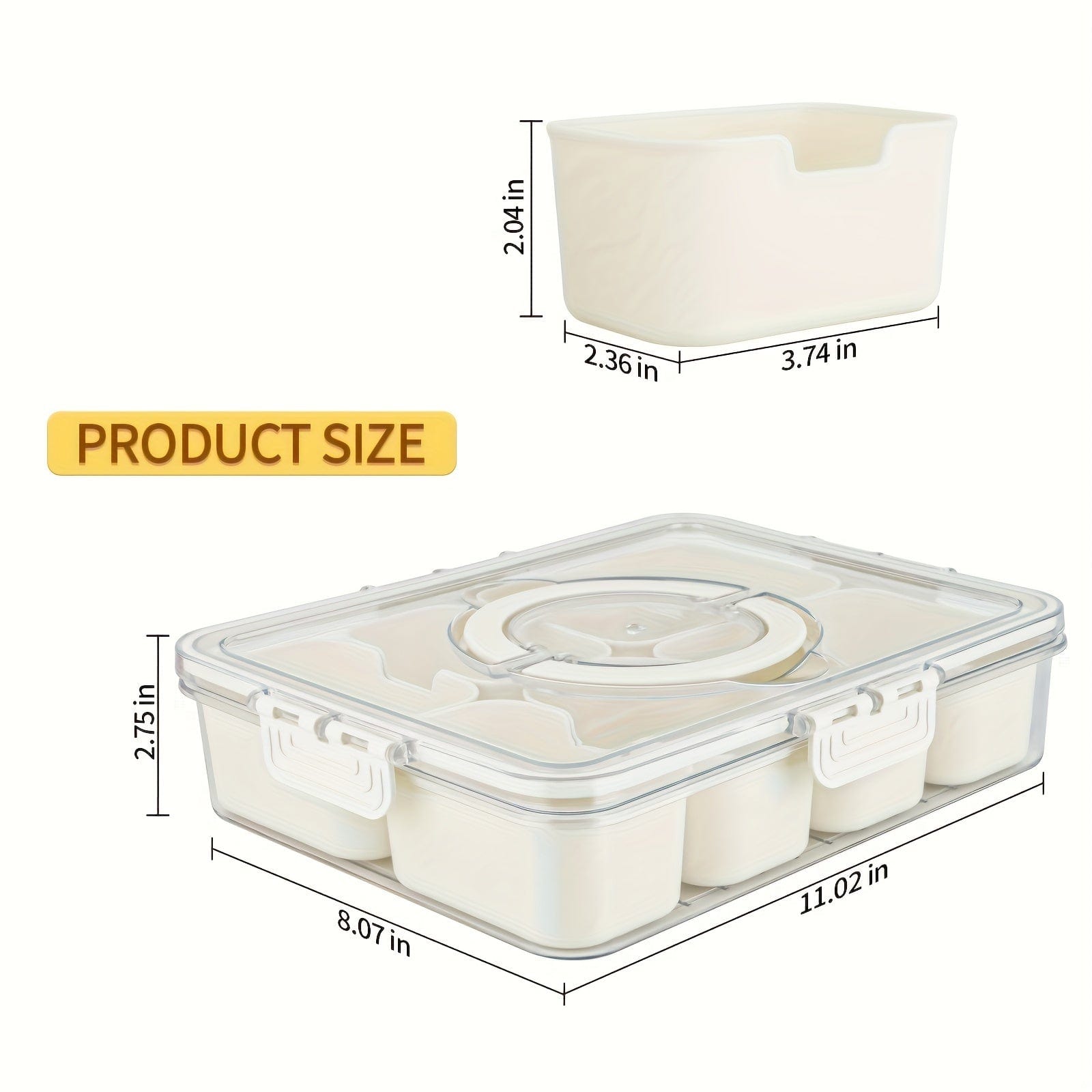  Showlu Fashion Store 8cells Organize Your Snacks on-the-go with Our Divided Serving Tray