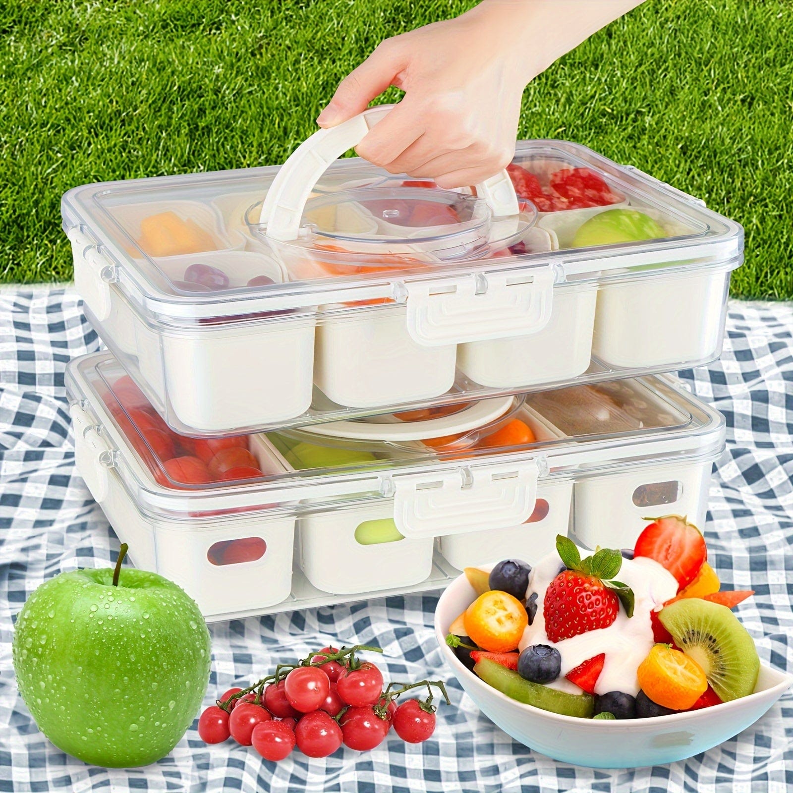  Showlu Fashion Store 8cells Organize Your Snacks on-the-go with Our Divided Serving Tray