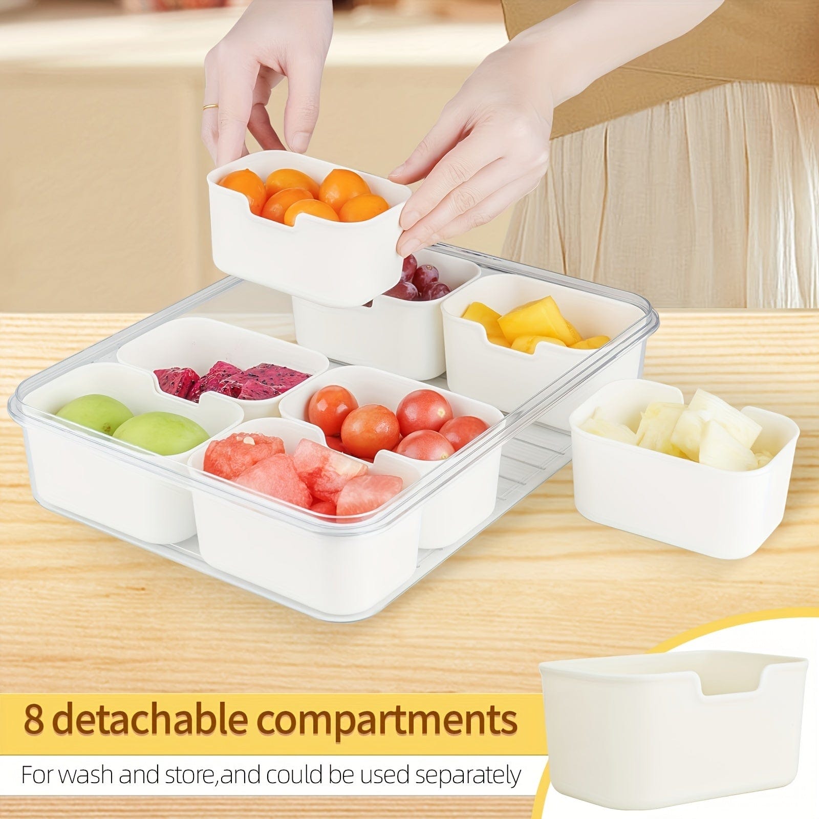  Showlu Fashion Store 8cells Organize Your Snacks on-the-go with Our Divided Serving Tray