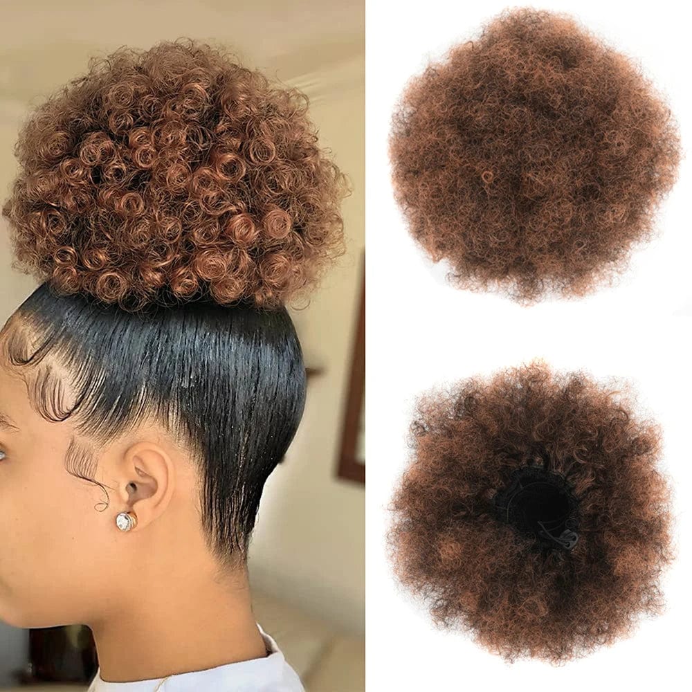 SHOWLU FASHION STORE 8inch-1BT30 / Medium Synthetic Large Afro Puff Drawstring Ponytail Kinky Curly Bun HairPiece African American Clip in Updo Extensions for Black Women