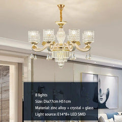  Showlu Fashion Store 8lights D77 H51CM / Warm White New European Style Crystal Living Room Ceiling Chandelier Modern Light Luxury High-class Hall Dining Room Pendant Lustre