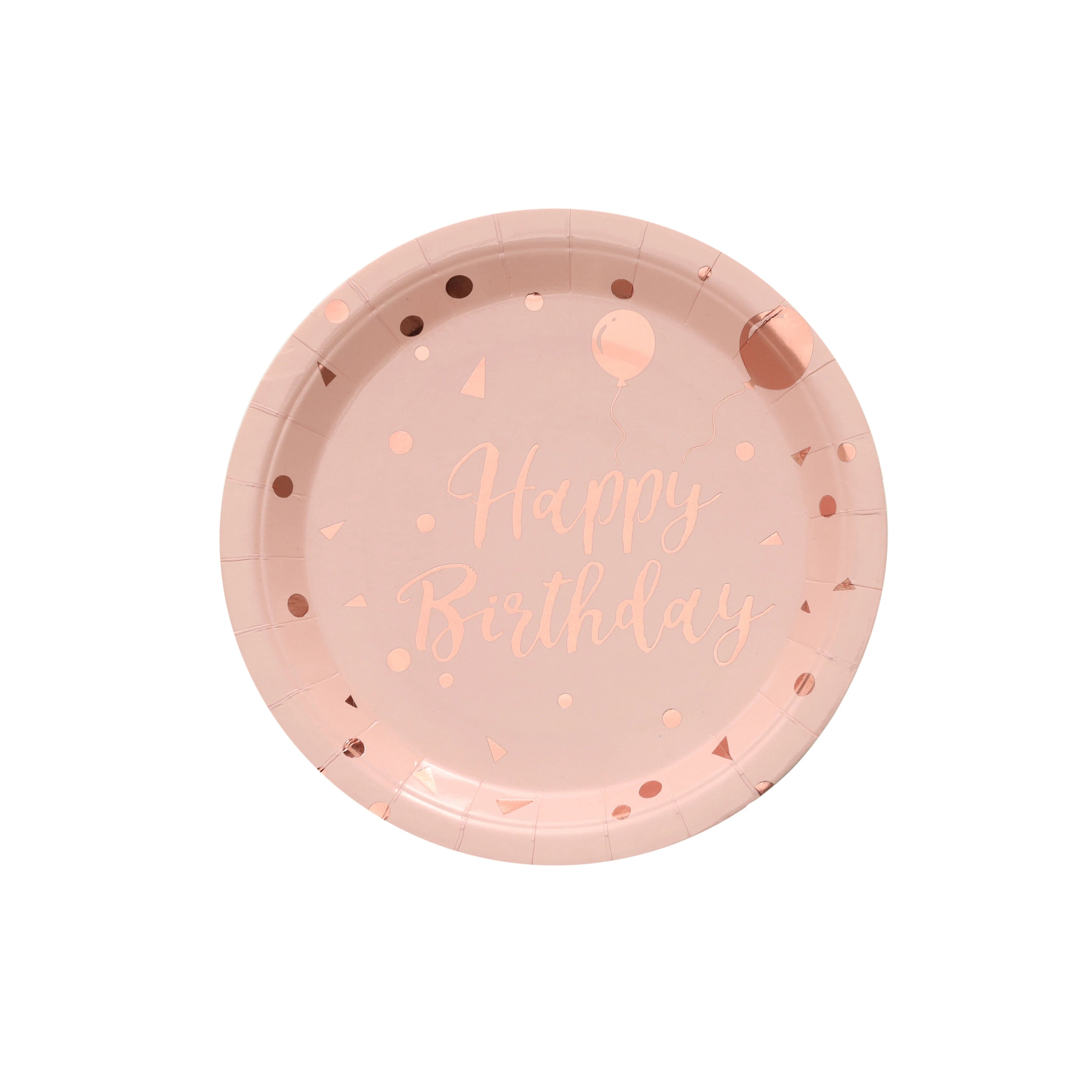 Showlu Fashion Store 8pcs 9inch plates Birthday Party Decorations Rose Gold Cake Stand Adult Birthday Party Tablecoth Napkins Anniversaire Wedding Decor Party Supplies