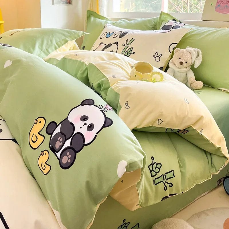 SHOWLU FASHION STORE 9 / Double 180x220cm 100% Cotton Cartoon Orange Duvet Cover Twin Queen King Fresh Citrus Fruit Comforter Cover with 2 Pillowcase Kawaii Bedding Set