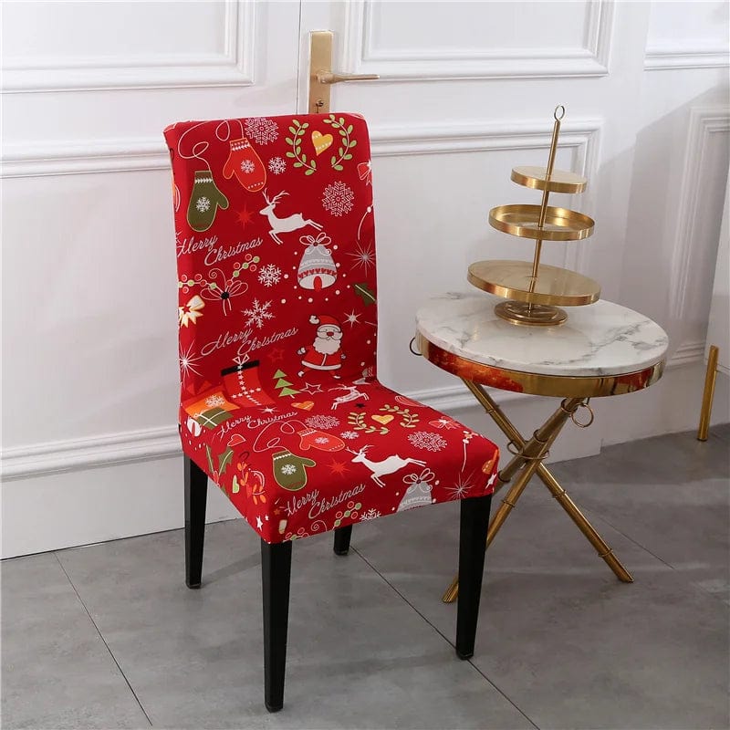  Showlu Fashion Store 9 / Universal Santa Chair Covers for Dining Room Christmas Removable Slipcovers for Dining Chair Red Spandex Kitchen Chair Slipcovers Set