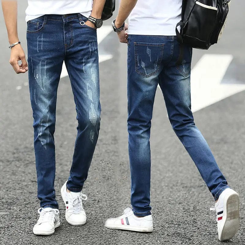  Showlu Fashion Store 932 blue / 27  weight 40-45kg Fashion Stylish Korean Style Clothes Classic Kpop Streetwear Luxury Slim-Fit Smoke Gray Men's Jeans Casual Cowboy Pants for Men