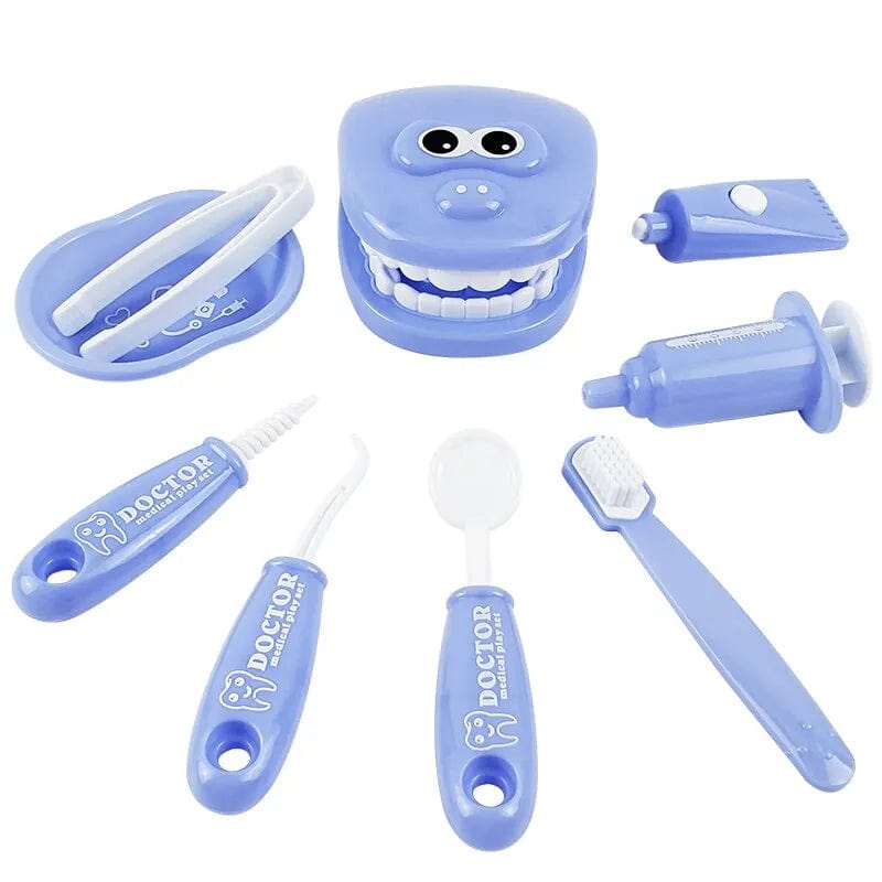 Showlu Fashion Store 9PCS Plastic Simulation Dentist Play Set Medical Kit Pretend Toy for Kids Hygienic Habbit Cultivation Role Play Game for Childre