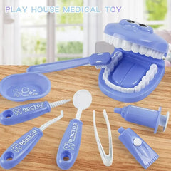 Showlu Fashion Store 9PCS Plastic Simulation Dentist Play Set Medical Kit Pretend Toy for Kids Hygienic Habbit Cultivation Role Play Game for Childre