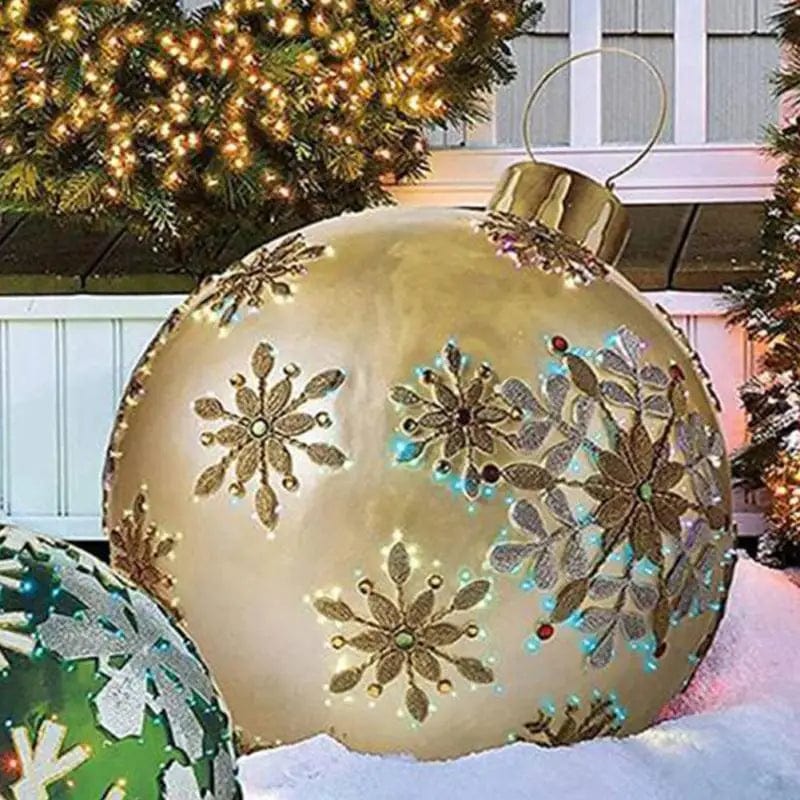 Showlu Fashion Store A / 60cm 60cm Outdoor Christmas Inflatable Decorated Ball PVC Giant Big Large Balls Xmas Tree Decorations Toy Ball Without Light Ornament