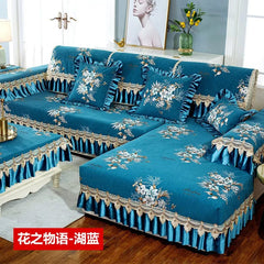 Showlu Fashion Store A / 70x70cm 1pcs European Lace Sofa Cover Embroidery Chenille Fabric Non-slip Sofa Cushion Four Seasons Universal Pillowcase Cover Armrest Towel