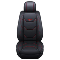  Showlu Fashion Store A-Black Red Universal Car Front Seat Covers PU Leather Seats Cover Waterproof Non-slip Seat Cushion Cover Luxury Upgrade for Auto Truck SUV