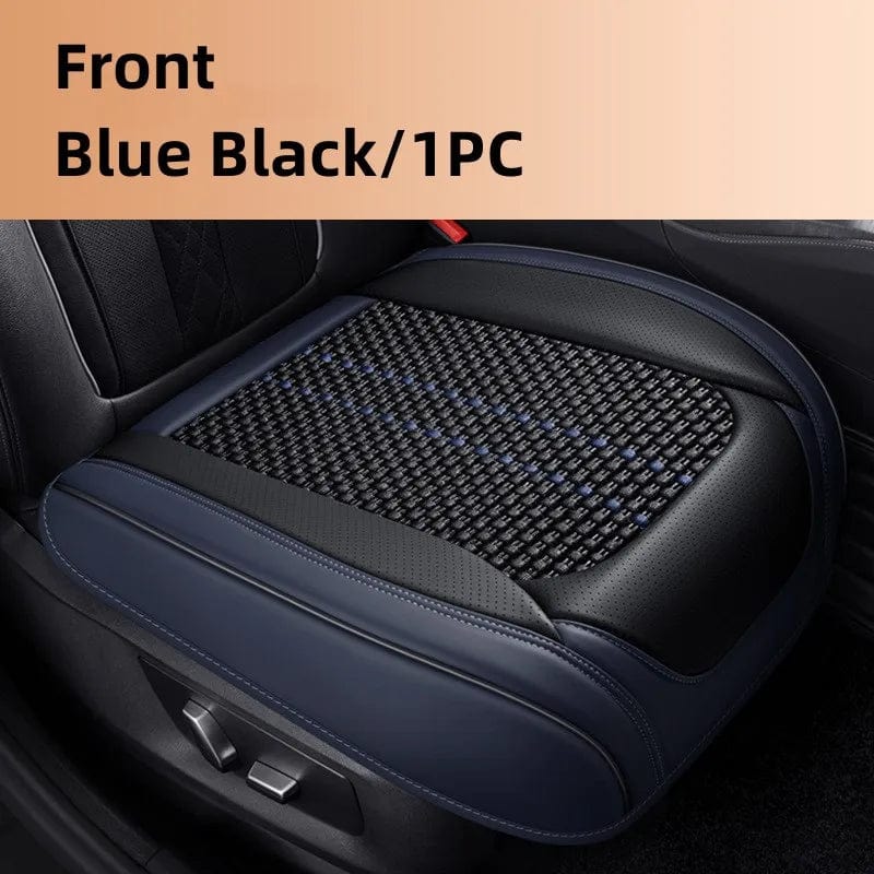 Showlu Fashion Store A-Blue Black 1PC Car Seat Protector Cover Breathable PU Leather Driver Seat Non-slip Cushion Universal Size Luxury Car Interior Seat Mat Decorate