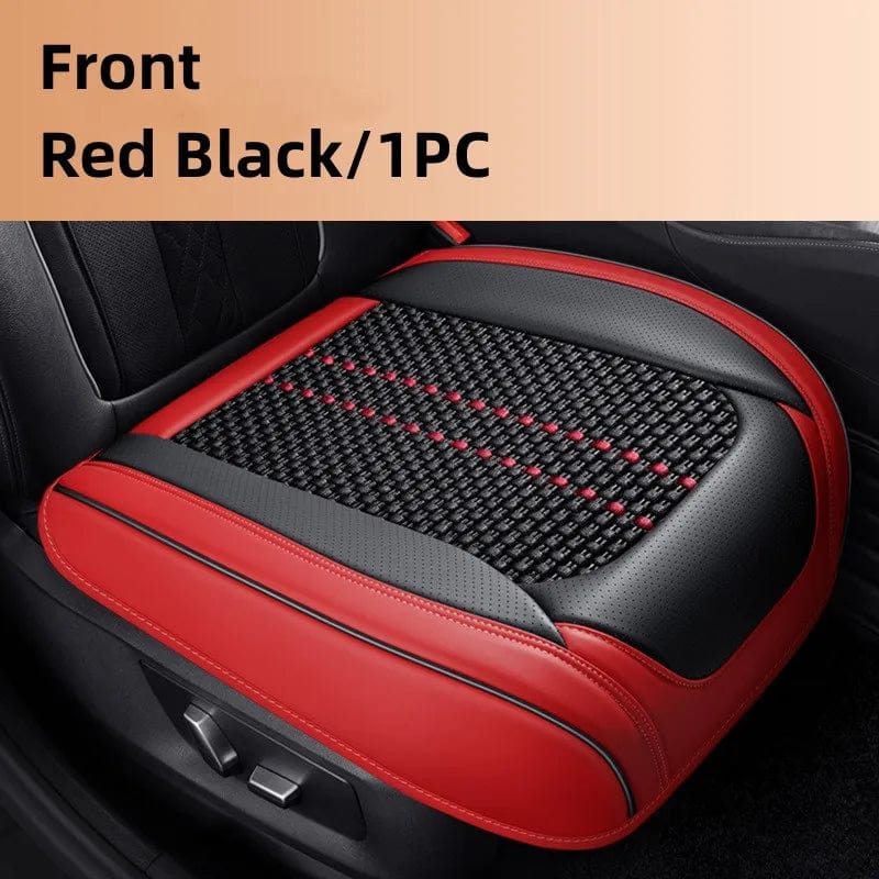 Showlu Fashion Store A-Red Black 1PC Car Seat Protector Cover Breathable PU Leather Driver Seat Non-slip Cushion Universal Size Luxury Car Interior Seat Mat Decorate