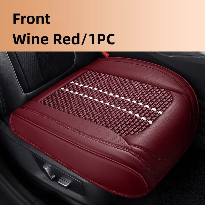 Showlu Fashion Store A-Wine Red 1PC Car Seat Protector Cover Breathable PU Leather Driver Seat Non-slip Cushion Universal Size Luxury Car Interior Seat Mat Decorate