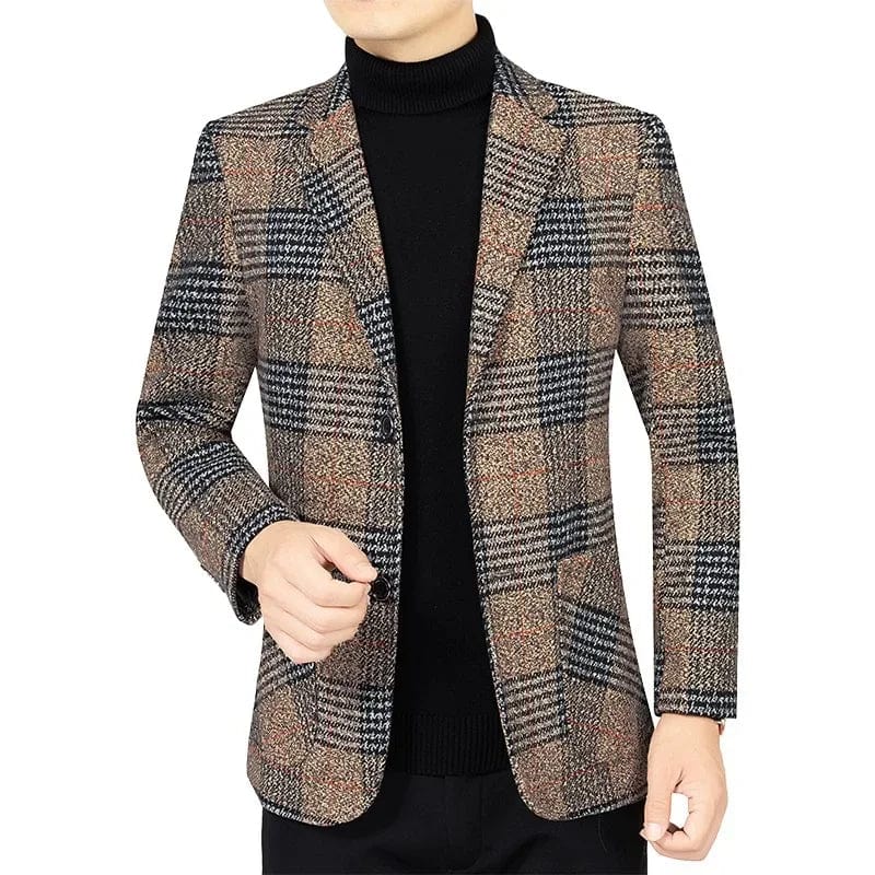  Showlu Fashion Store A / XXL  Asia Size Men Plaid Blazers Jackets New Spring Autumn Business Casual Suits Jackets Coats Male Formal Wear Slim Fit Blazers Size 4XL