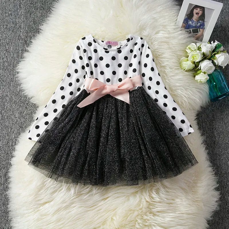 Showlu Fashion Store A0218-B / 7T 2023 New Christmas Costumes for Baby Winter Girl Mesh Dresses for Long Sleeve 3-8Y Kid Star Sequin Birthday Party Princess Dress