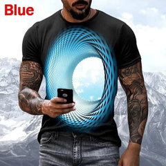  Showlu Fashion Store A17-1 / L New Men's Personalized T-shirt Fashion 3D Sky Print Casual Crew Neck T-shirt