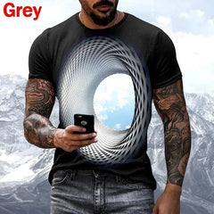  Showlu Fashion Store A17-2 / S New Men's Personalized T-shirt Fashion 3D Sky Print Casual Crew Neck T-shirt