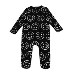 Showlu Fashion Store AA-baby footie clothes kids smile print romper baby boy and girl clothes long sleeve summer spring round neck cotton romper