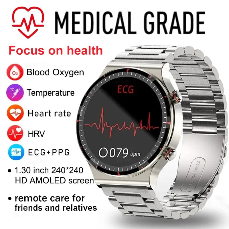 Showlu Fashion Store Accurate Measure ECG+PPG Smart Watch Men Healthy Monitoring Blood Pressure Body Temperature Sport Smartwatch For Android IOS