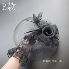  Showlu Fashion Store Adjustable / B section Black(The veil is big) Summer Socialite Cheongsam Black Headdress Veil Women's Dress