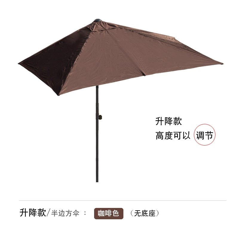  Showlu Fashion Store Adjustable/Coffee (without base)(Height can be adjusted) / 250x130cm(245cm high) Half Umbrella Outdoor against the Wall Hand-Waving Umbrella Side-Column Umbrella Balcony Green Plant Sunshade Coffee Shop Outdoor Sun Umbrella Flower Garden