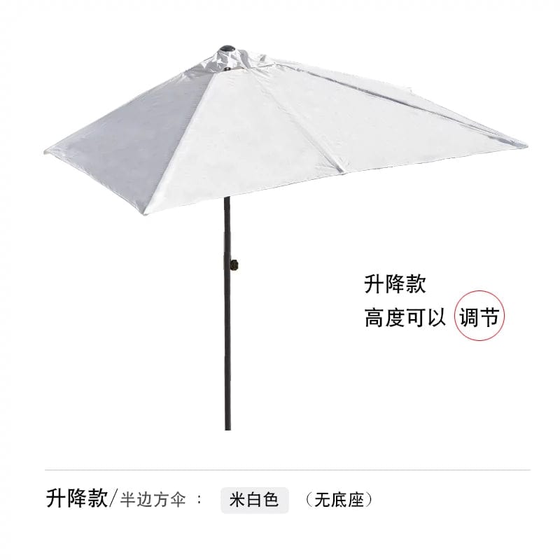  Showlu Fashion Store Adjustable model/creamy-white (without base)(Height can be adjusted) / 250x130cm(245cm high) Half Umbrella Outdoor against the Wall Hand-Waving Umbrella Side-Column Umbrella Balcony Green Plant Sunshade Coffee Shop Outdoor Sun Umbrella Flower Garden