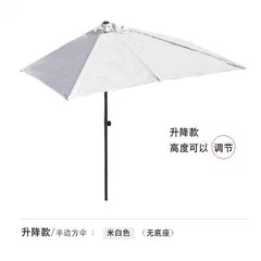  Showlu Fashion Store Adjustable model/creamy-white (without base)(Height can be adjusted) / 250x130cm(245cm high) Half Umbrella Outdoor against the Wall Hand-Waving Umbrella Side-Column Umbrella Balcony Green Plant Sunshade Coffee Shop Outdoor Sun Umbrella Flower Garden