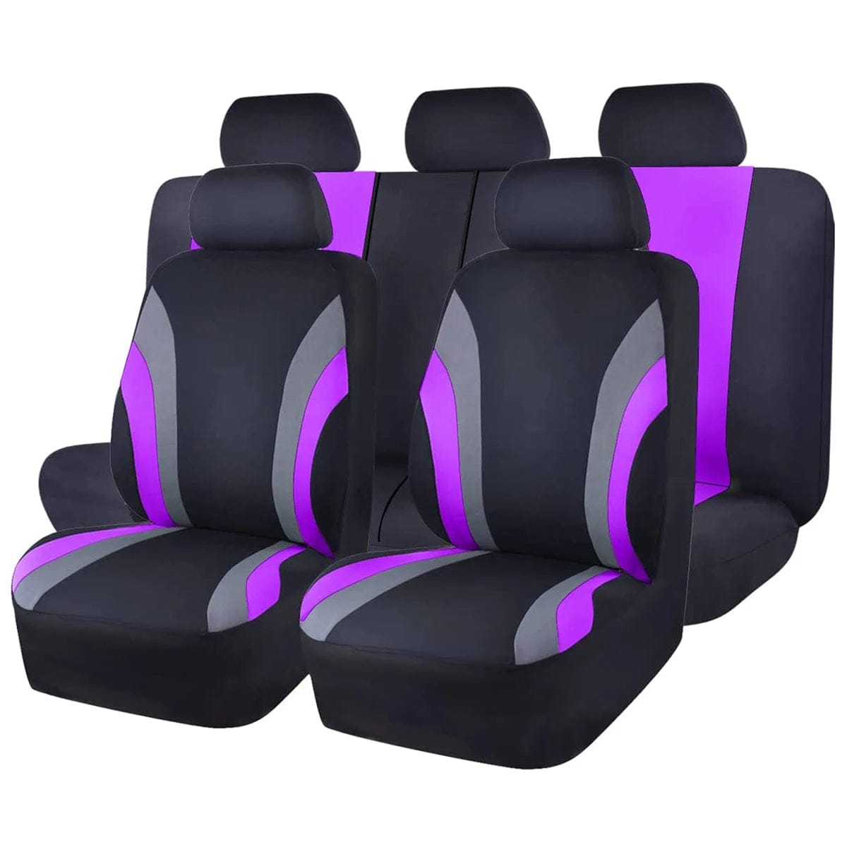  Showlu Fashion Store AE-2008-PURPLE Sports Style Full Set Polyester Fabric Car Seat Covers Car Seat Protector Universal Fit Most Cars SUVs