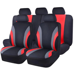  Showlu Fashion Store AE-2008-RD Sports Style Full Set Polyester Fabric Car Seat Covers Car Seat Protector Universal Fit Most Cars SUVs