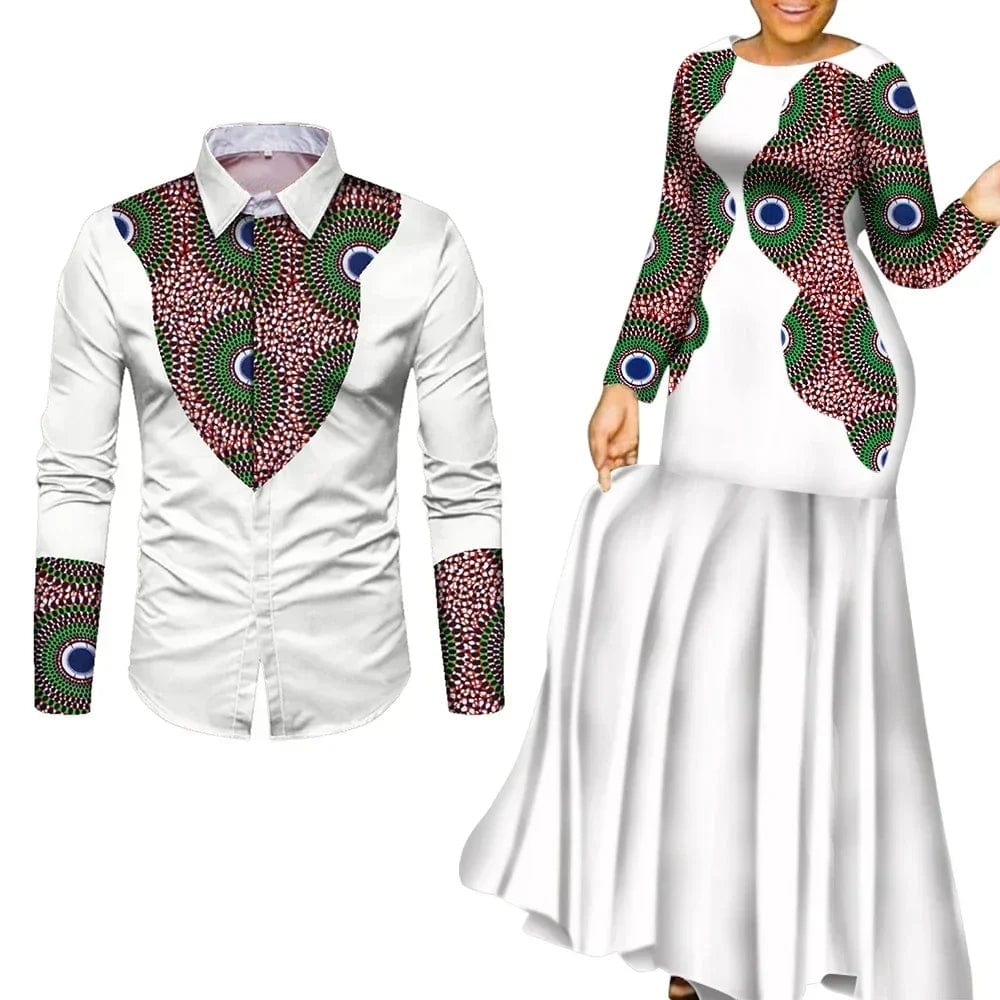 SHOWLU FASHION STORE African Clothes for Couple African Clothing for Lovers Man's Woman's Long Party Maxi Dress WYQ