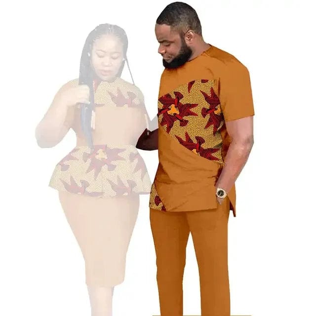 SHOWLU FASHION STORE African Clothes for Couples Women Wear Wedding Party Ankara Match Men 2 Pieces Pants Set African Couples Clothing Women Outfits