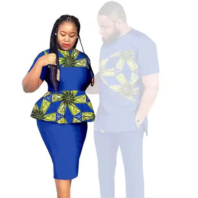 SHOWLU FASHION STORE African Clothes for Couples Women Wear Wedding Party Ankara Match Men 2 Pieces Pants Set African Couples Clothing Women Outfits