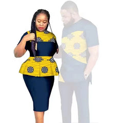 SHOWLU FASHION STORE African Clothes for Couples Women Wear Wedding Party Ankara Match Men 2 Pieces Pants Set African Couples Clothing Women Outfits