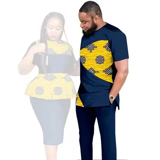 SHOWLU FASHION STORE African Clothes for Couples Women Wear Wedding Party Ankara Match Men 2 Pieces Pants Set African Couples Clothing Women Outfits