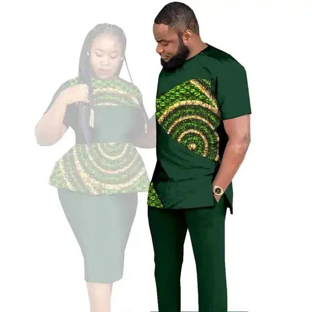 SHOWLU FASHION STORE African Clothes for Couples Women Wear Wedding Party Ankara Match Men 2 Pieces Pants Set African Couples Clothing Women Outfits