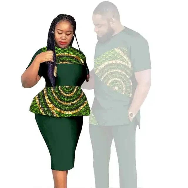 SHOWLU FASHION STORE African Clothes for Couples Women Wear Wedding Party Ankara Match Men 2 Pieces Pants Set African Couples Clothing Women Outfits