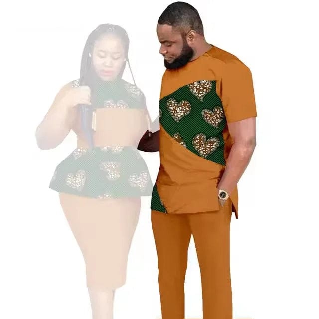 SHOWLU FASHION STORE African Clothes for Couples Women Wear Wedding Party Ankara Match Men 2 Pieces Pants Set African Couples Clothing Women Outfits