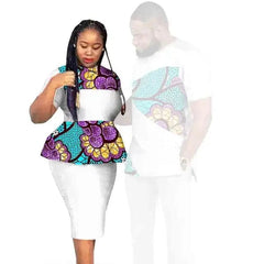 SHOWLU FASHION STORE African Clothes for Couples Women Wear Wedding Party Ankara Match Men 2 Pieces Pants Set African Couples Clothing Women Outfits