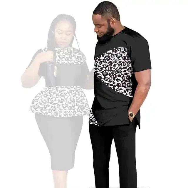 SHOWLU FASHION STORE African Clothes for Couples Women Wear Wedding Party Ankara Match Men 2 Pieces Pants Set African Couples Clothing Women Outfits