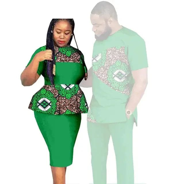 SHOWLU FASHION STORE African Clothes for Couples Women Wear Wedding Party Ankara Match Men 2 Pieces Pants Set African Couples Clothing Women Outfits