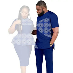 SHOWLU FASHION STORE African Clothes for Couples Women Wear Wedding Party Ankara Match Men 2 Pieces Pants Set African Couples Clothing Women Outfits