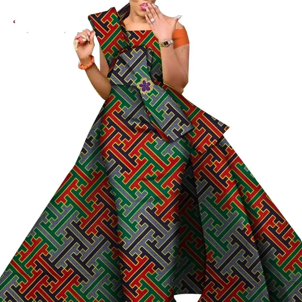 SHOWLU FASHION STORE African Dresses for Women Danshiki Traditional Skirt Fashion 100% Cotton Newest Design  Dresses for Wedding  WY4630