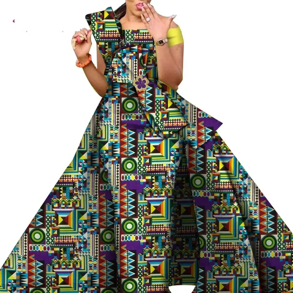 SHOWLU FASHION STORE African Dresses for Women Danshiki Traditional Skirt Fashion 100% Cotton Newest Design  Dresses for Wedding  WY4630