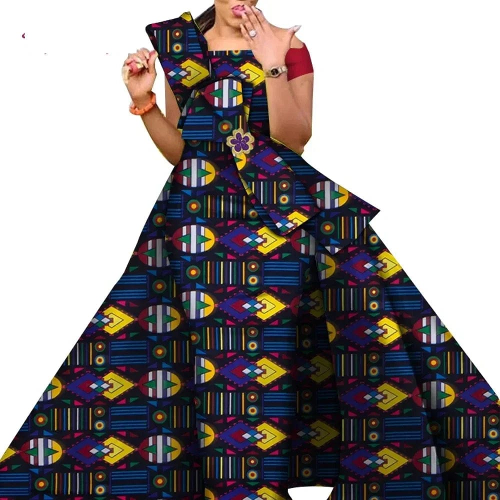 SHOWLU FASHION STORE African Dresses for Women Danshiki Traditional Skirt Fashion 100% Cotton Newest Design  Dresses for Wedding  WY4630