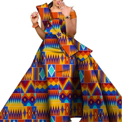 SHOWLU FASHION STORE African Dresses for Women Danshiki Traditional Skirt Fashion 100% Cotton Newest Design  Dresses for Wedding  WY4630