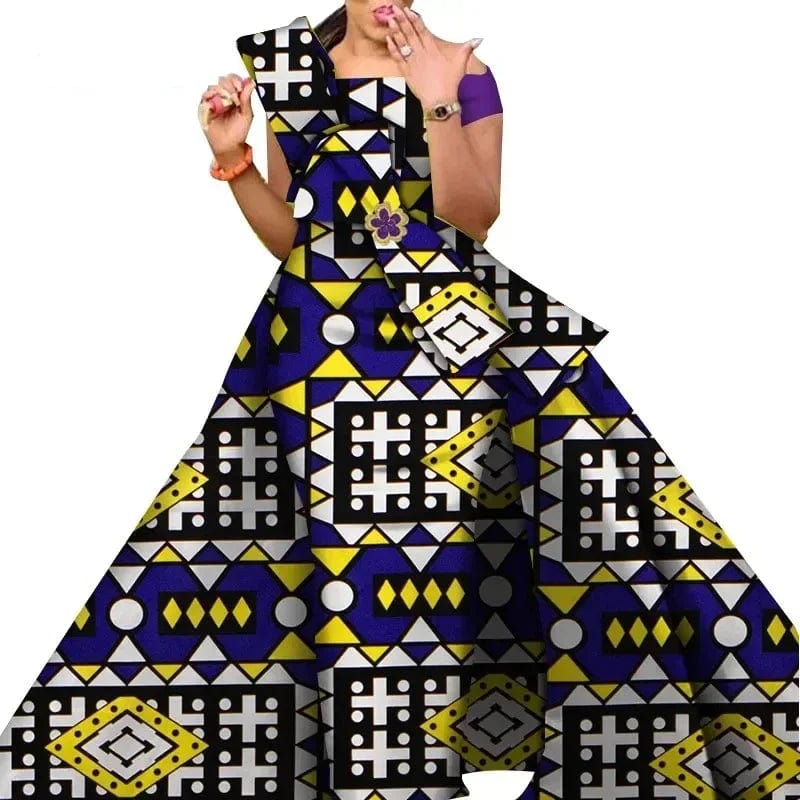 SHOWLU FASHION STORE African Dresses for Women Danshiki Traditional Skirt Fashion 100% Cotton Newest Design  Dresses for Wedding  WY4630