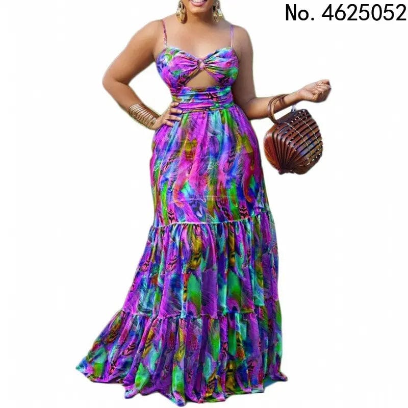 SHOWLU FASHION STORE African Dresses For Women Elegant Dashiki Summer Spaghetti Straps Maxi Dress Ladies Traditional Africa Clothing Fairy Long Dress