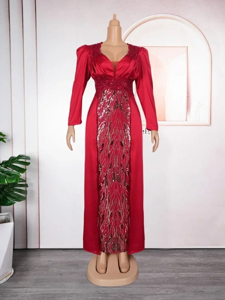 SHOWLU FASHION STORE African Evening Dresses for Women Luxury Sequin Christmas Gown Elegant Turkey Wedding Party Long Dress Ankara Ladies Clothing