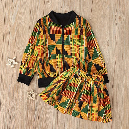 Showlu Fashion Store African Fashion Clothing New Kid Dashiki Print Bazin Full Sleeve Coat Autumn Baby Girl African Dresses for Women Streetwear